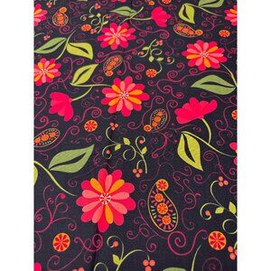 Arabella Pat Sloan Floral Fabric 1/2 yard x 44" Cotton Bright Pink & Green Flowe